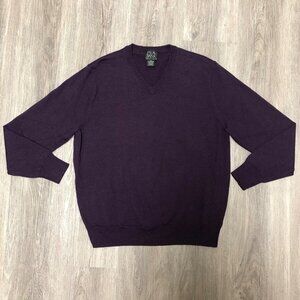 Jos. A. Bank Wool V-Neck Sweater Men's Size Medium Purple Joseph A. Banks Knit